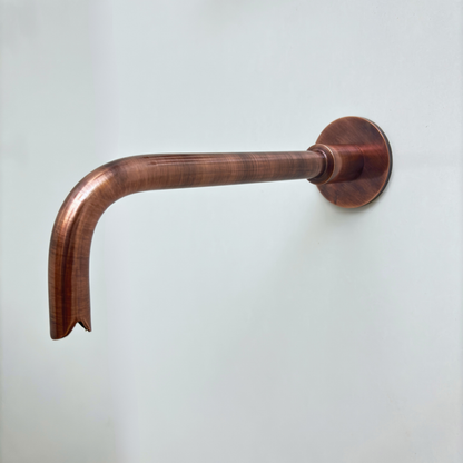 Antique Copper Finish Shower System with Tub Filler, Solid Brass Round Rain Shower Head with Arcuate Arm and Cross Handles - Ref: ACSSTB1-C