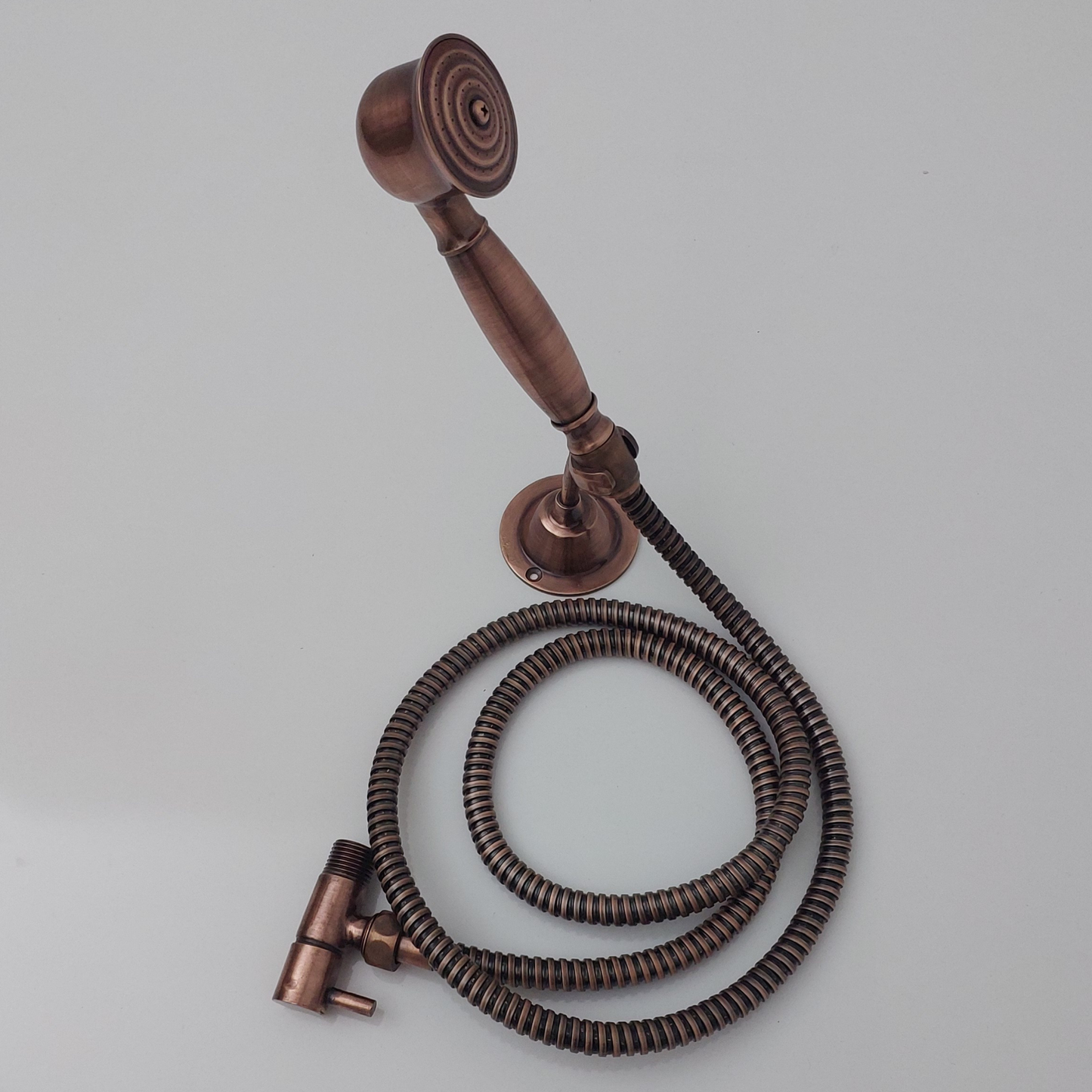 Antique Copper Finish Handheld Shower Head, Wall Mount Solid Brass Handheld Shower Head with Flexible Shower Hose and Control Valve - Ref: WMHSVAC