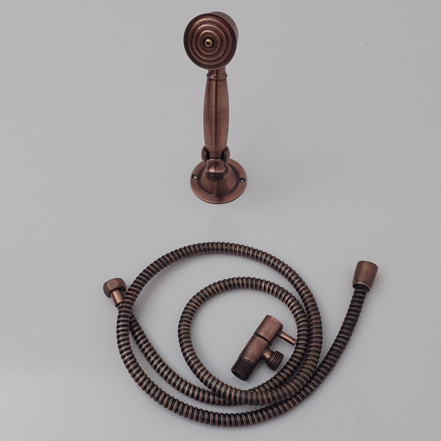 Antique Copper Finish Handheld Shower Head, Wall Mount Solid Brass Handheld Shower Head with Flexible Shower Hose and Control Valve - Ref: WMHSVAC