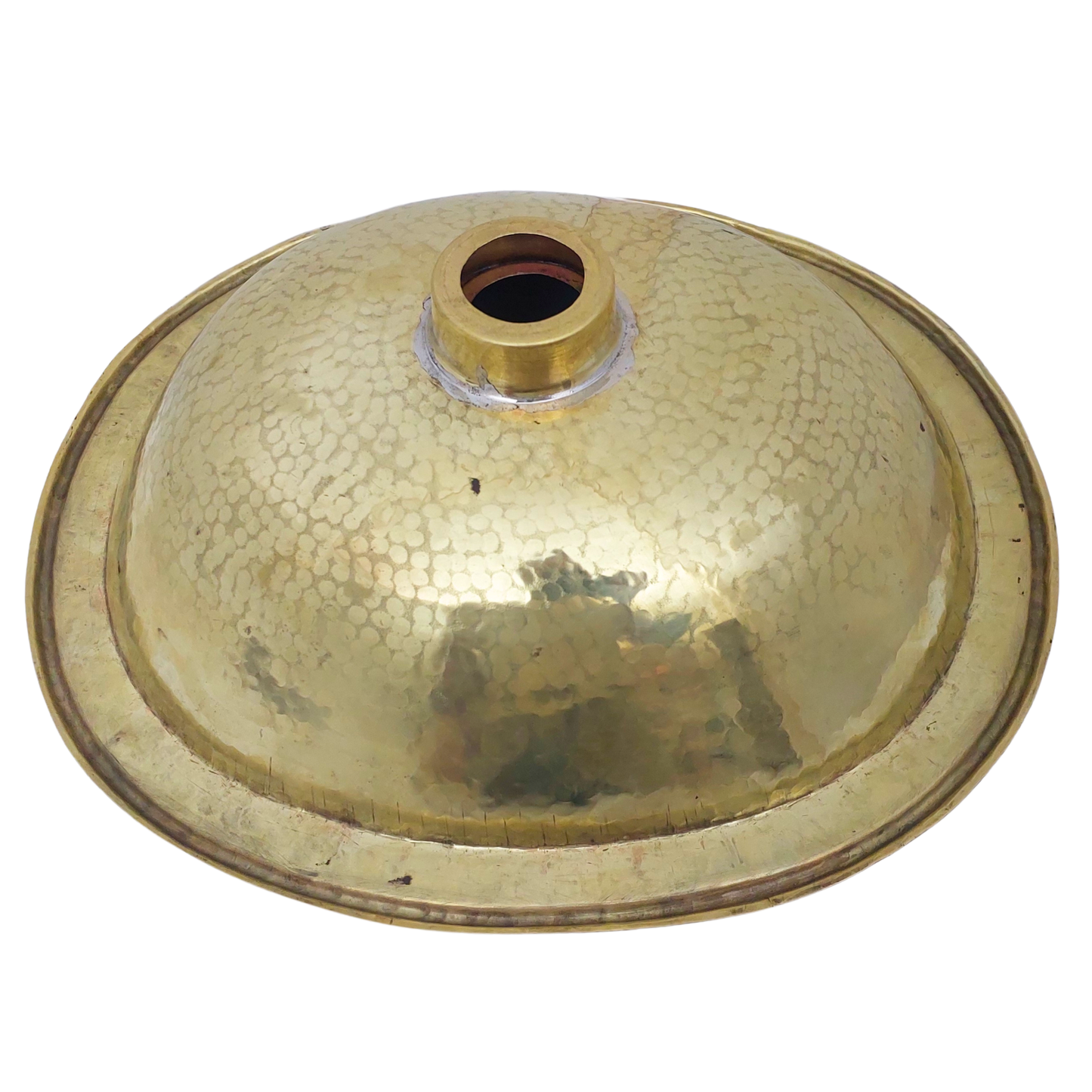 Brass Oval Bathroom Drop-in Sink, White and Brown Pattern Studded Solid Brass Sink With Wood And Resin - Ref: SWRWB001