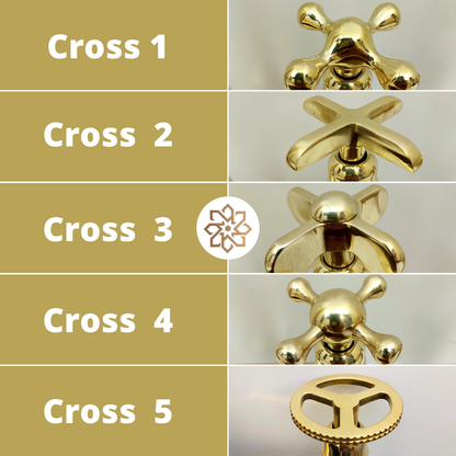 Unlacquered Brass Bridge Kitchen Faucet with Cross Handles - Ref: BF2LCB001