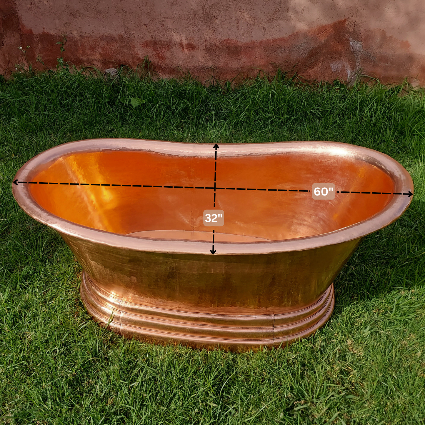 Pure Copper Bathtub, Solid Copper Freestanding Tub - Ref: BT002