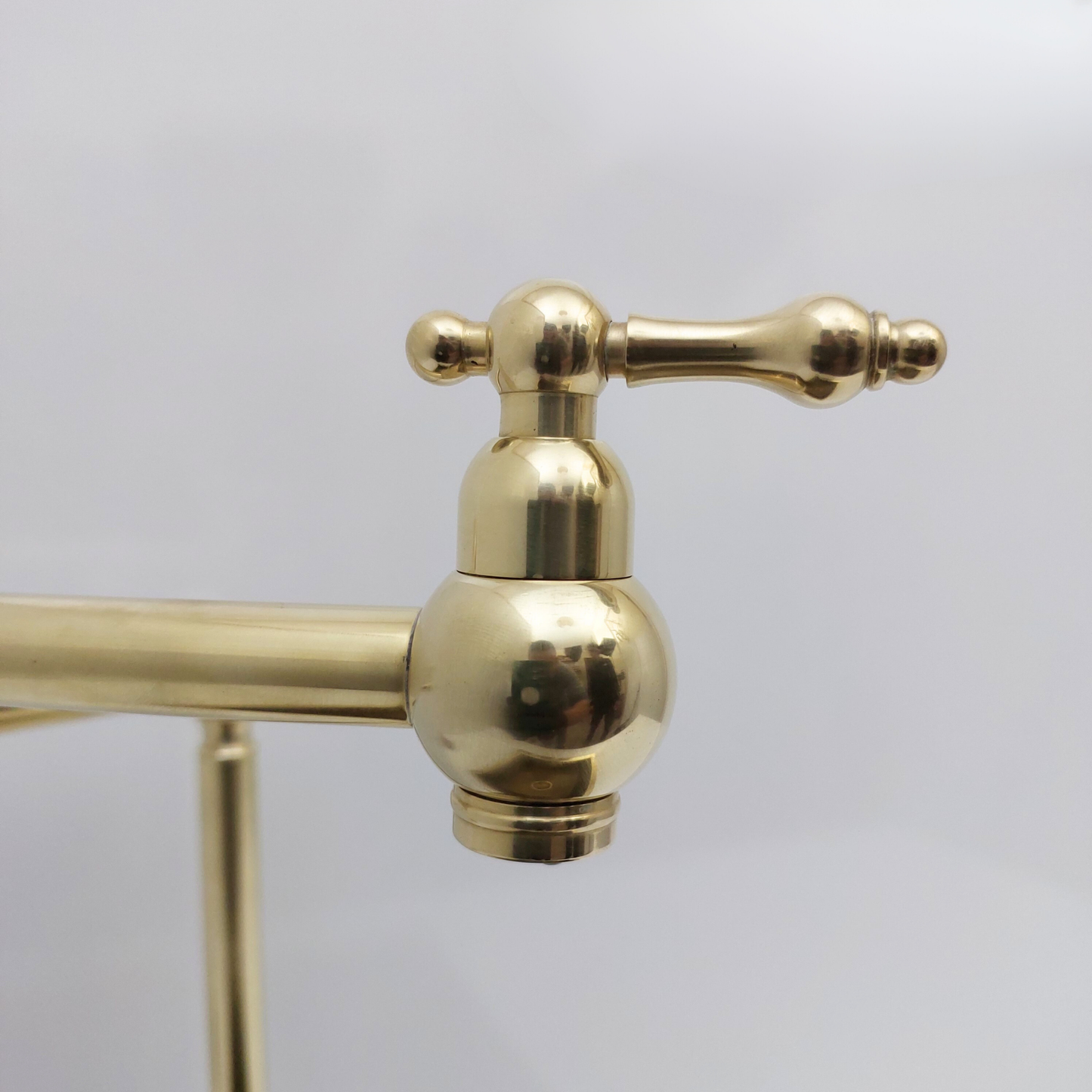 Unlacquered Brass Double Joint Pot Filler, Free standing Solid Brass Pot Filler with Lever Handle - Ref: UBDJPF1L