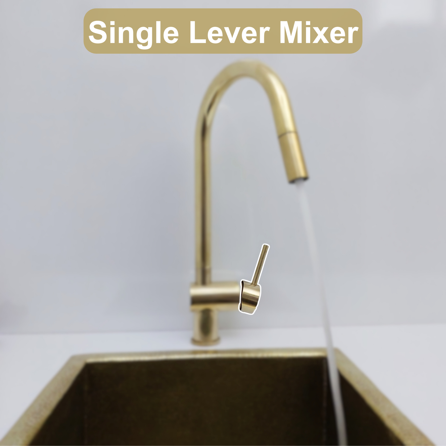 Unlacquered Brass Mixer Kitchen Faucet with Pull Down Sprayer and Single Lever - Ref: UBMFS1