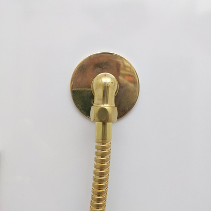 Unlacquered Brass Shower System with Central Brass Plaque and Cross Handles, Bridge Arm Round Rain Shower Head - Ref: SSPH-UBC