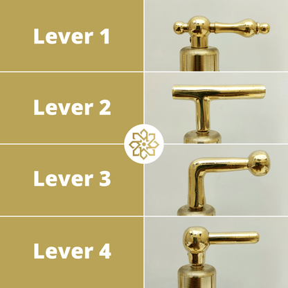 Unlacquered Brass Shower System with Central Brass Plaque and Lever Handles, Bridge Arm Flat Round Rain Shower Head - Ref: SSPH-FUBL