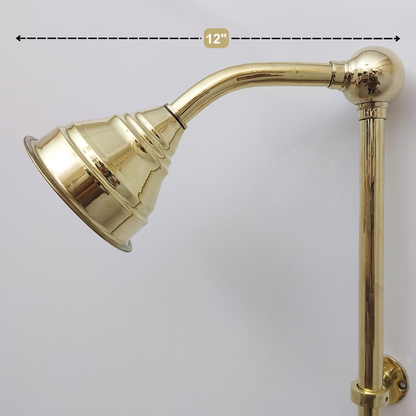 Unlacquered Brass Shower System with Round Shower Head, Handheld Shower Head, Tub Filler, and Cross Handles - Ref: SSH8TFC