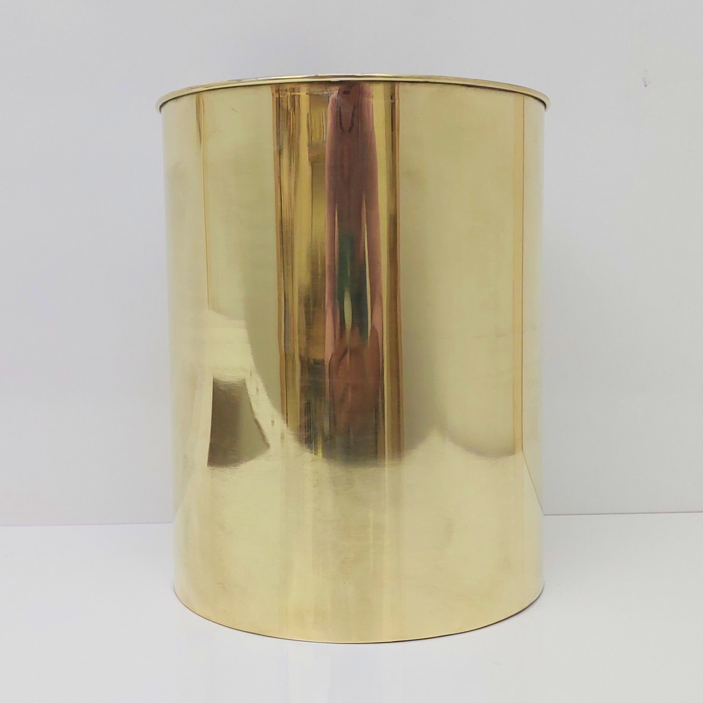 Unlacquered Brass Trash Can, Solid Brass Waste Paper Bin, Outdoor Trash Bin - Ref: TCUB001