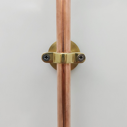 Unlacquered Brass and Copper Shower System with Round Rain Shower Head and Lever handles - Ref: SS-UBC-L-001