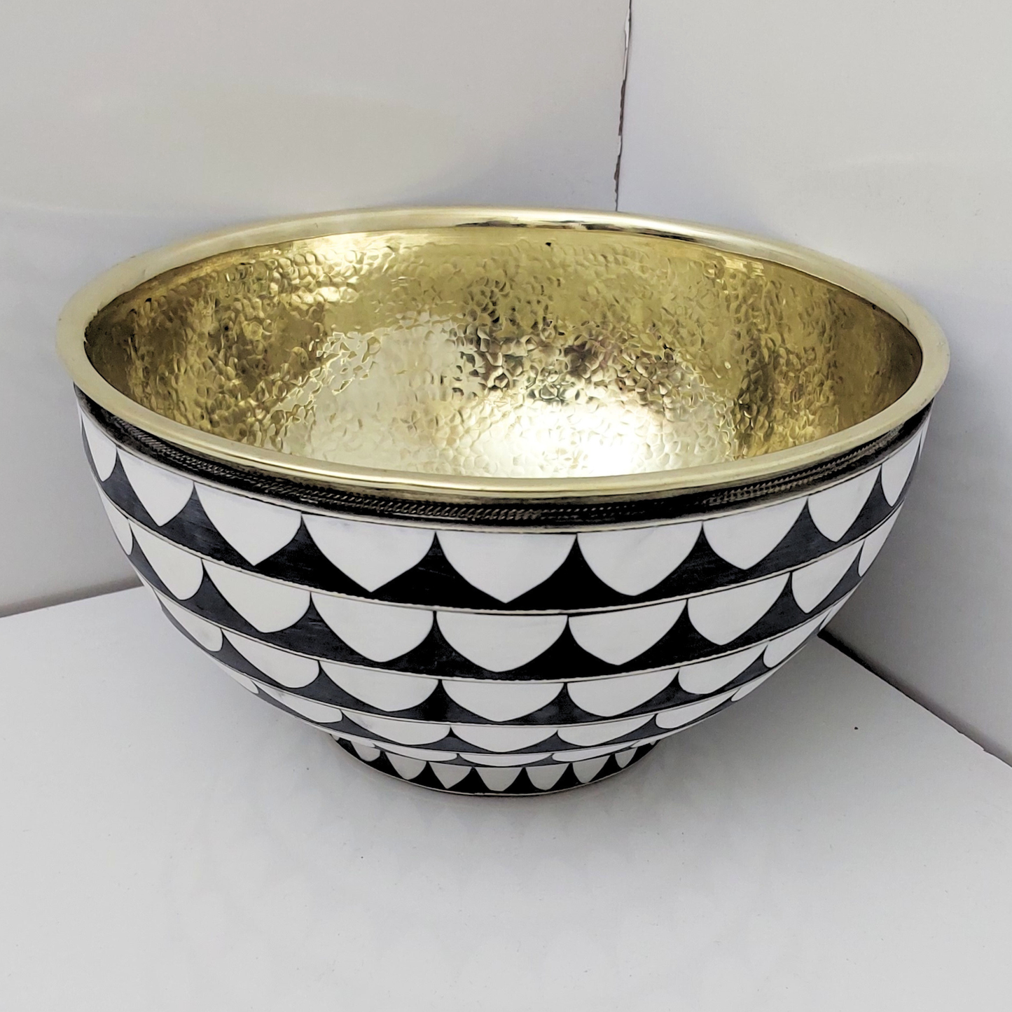 Unlacquered Brass and Resin Bathroom Sink, Hammered Brass and Resin Vanity Vessel Sink - Ref: UBSR1