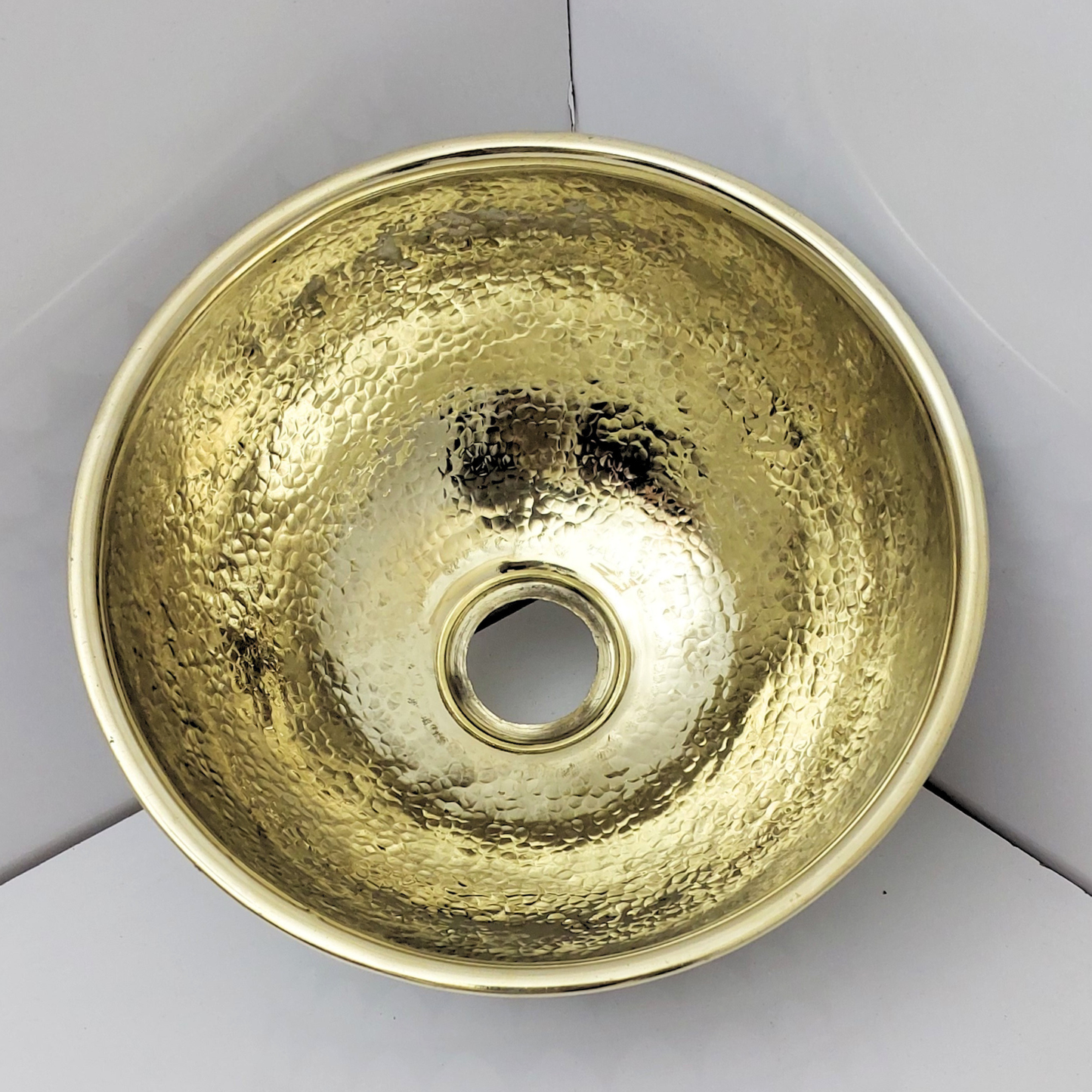 Unlacquered Brass and Resin Bathroom Sink, Hammered Brass and Resin Vanity Vessel Sink - Ref: UBSR1