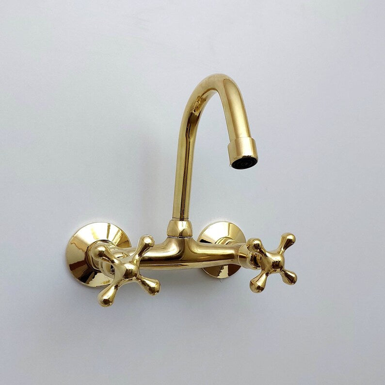 Unlacquered Brass Gooseneck Wall Faucet