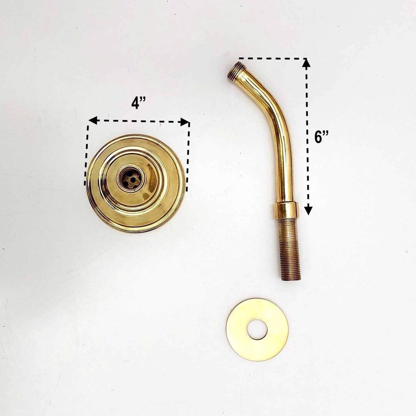 Pommeau de douche rond en laiton avec bras courbé en laiton pour système de douche extérieur et intérieur - Réf : ATLASS41