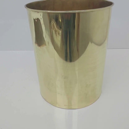 Unlacquered Brass Trash Can, Solid Brass Waste Paper Bin, Outdoor Trash Bin - Ref: TCUB001