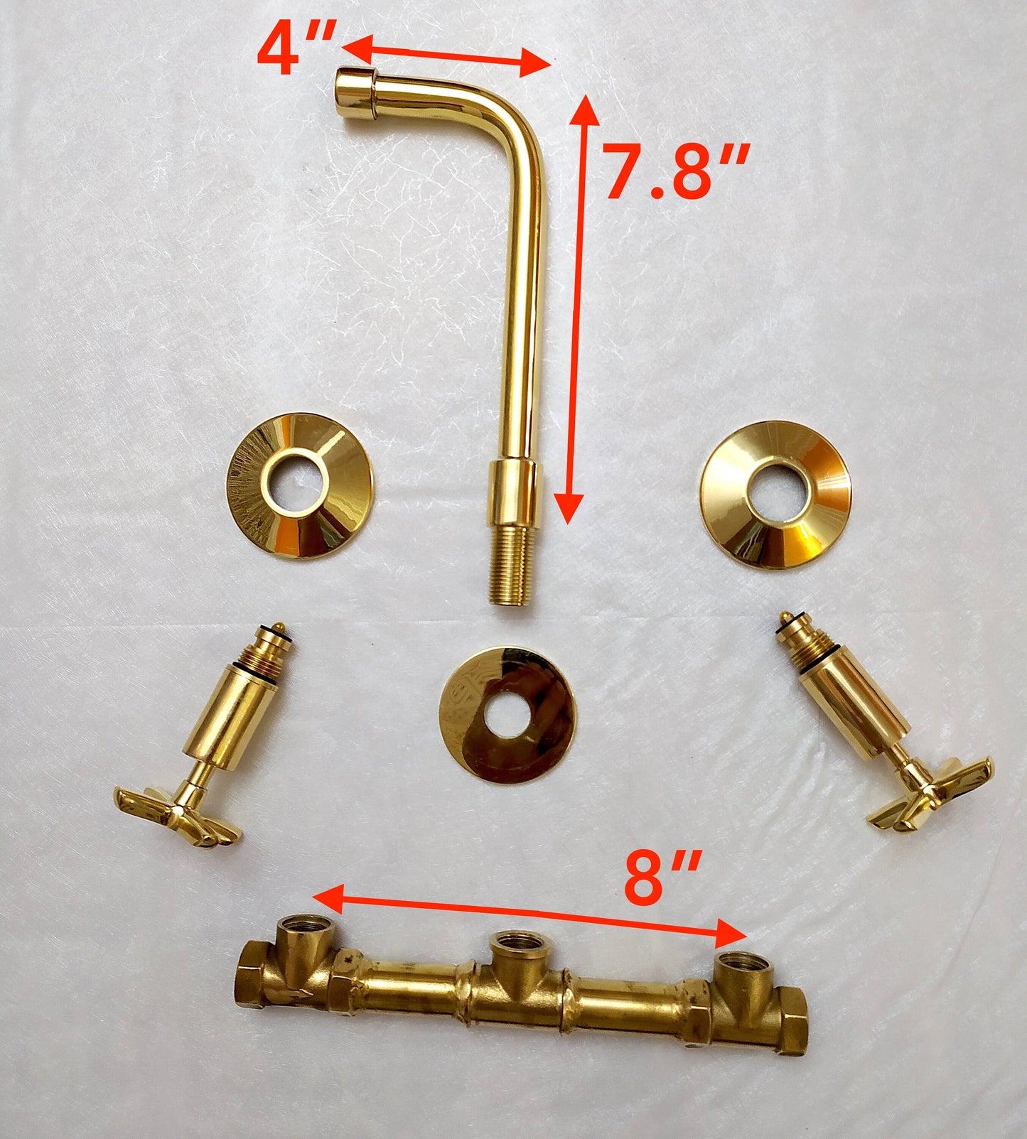 Robinet de salle de bain mural en laiton non laqué - Robinet de lavabo avec poignées en croix ou à levier