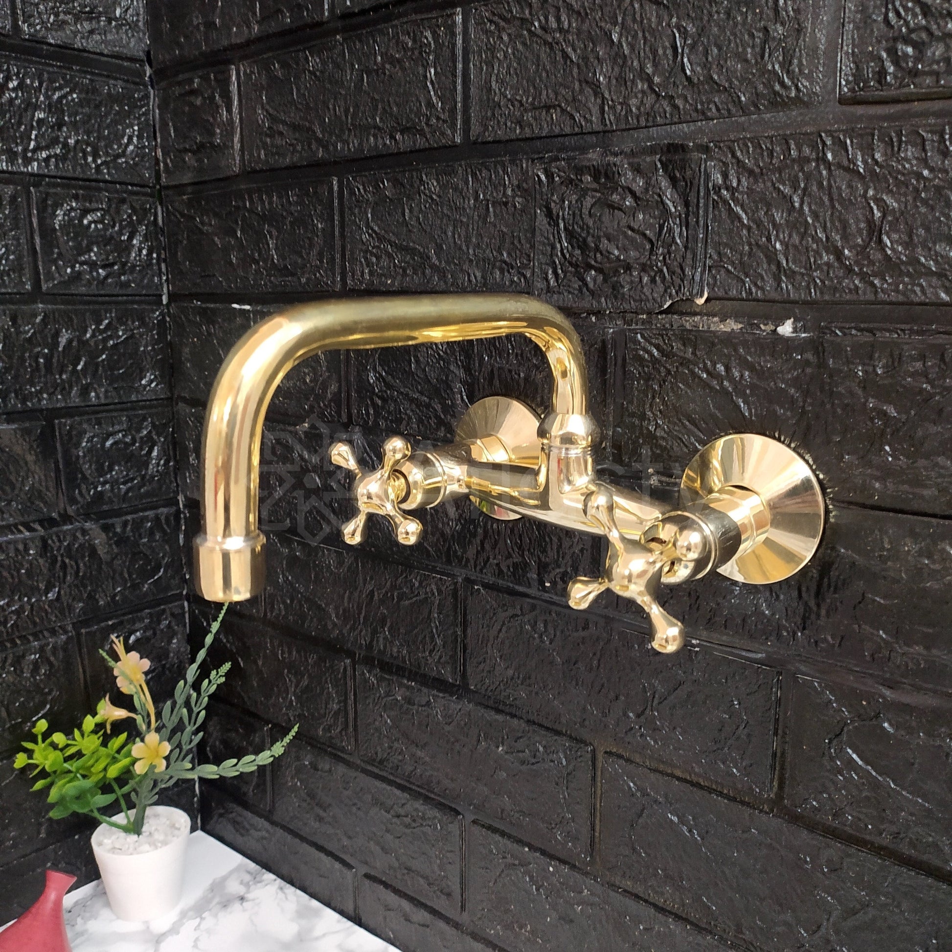 Unlacquered Brass Gooseneck Wall Faucet